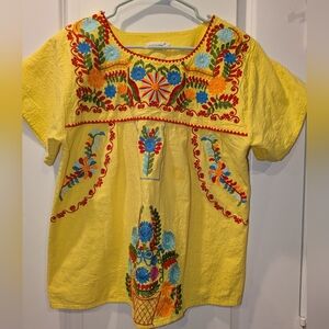 YZXDORWJ Women's Embroidered Mexican Peasant Blouse XL
